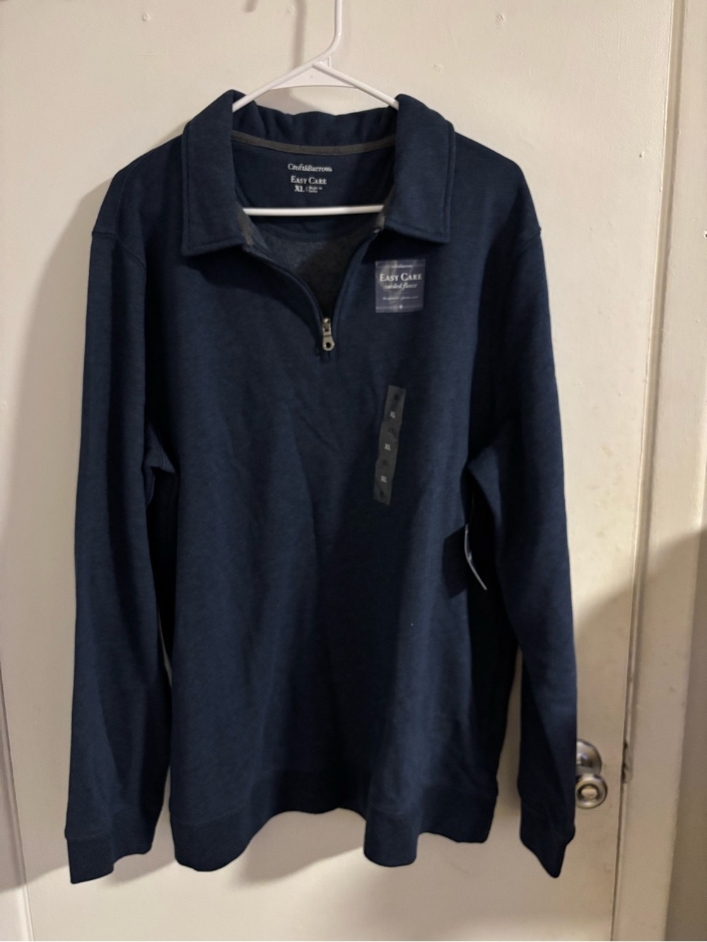 Croft & Barrow Easy Care Sueded Fleece Quarter Zip Pullover XL Navy